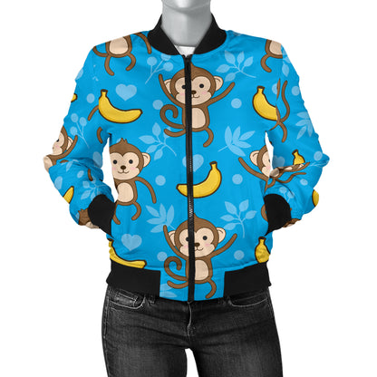 Monkey Pattern Print Design 05 Women's Bomber Jacket