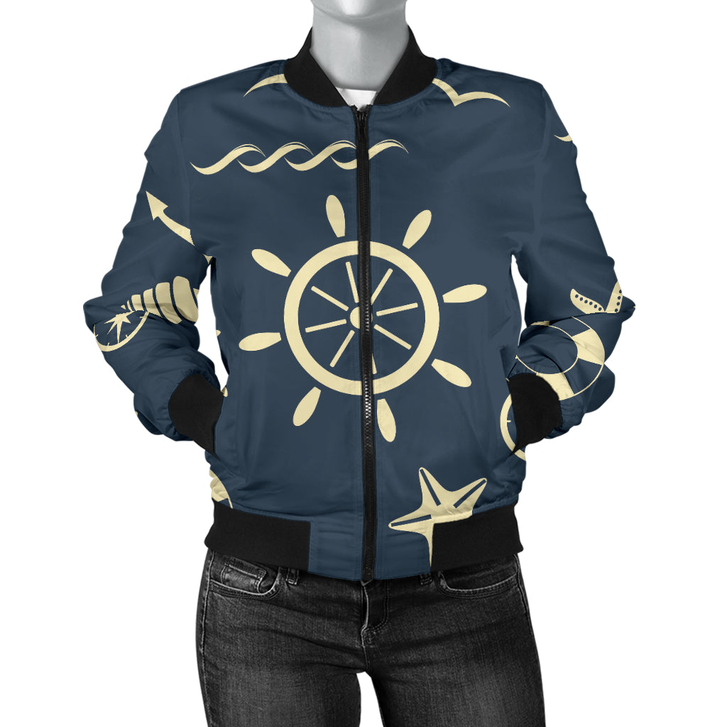 Nautical Pattern Print Design A01 Women's Bomber Jacket