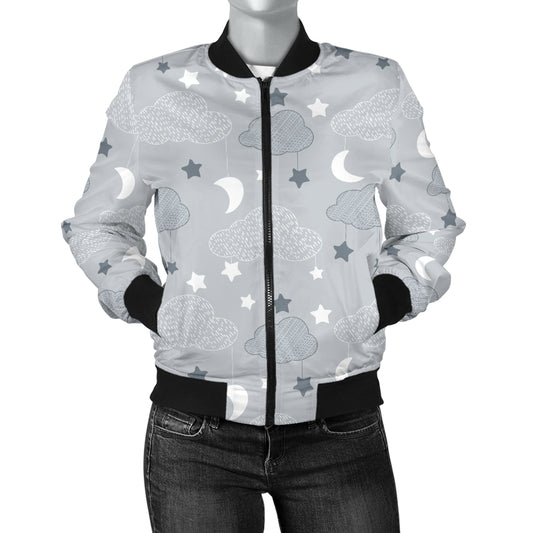 Cloud Pattern Print Design 04 Women's Bomber Jacket