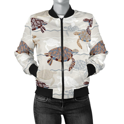 Sea Turtle Pattern Print Design T07 Women Bomber Jacket