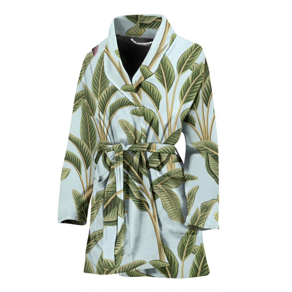 Banana Leaf Pattern Print Design BL03 Women Bathrobe