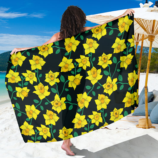 Daffodils Pattern Print Design DF03 Sarong Pareo Wrap