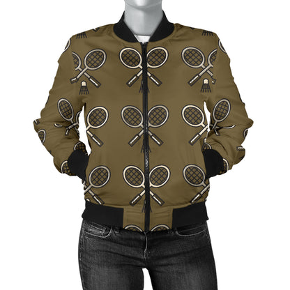 Badminton Pattern Print Design 07 Women's Bomber Jacket