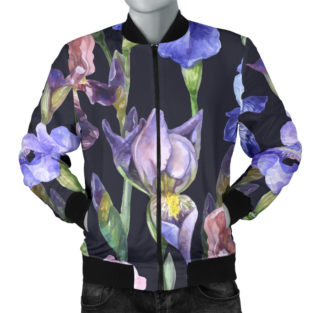Iris Pattern Print Design IR04 Men Bomber Jacket