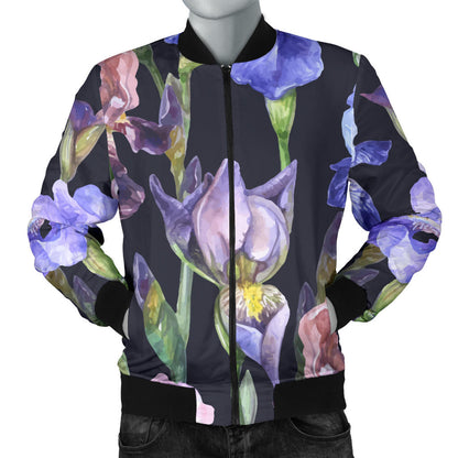 Iris Pattern Print Design IR04 Men Bomber Jacket