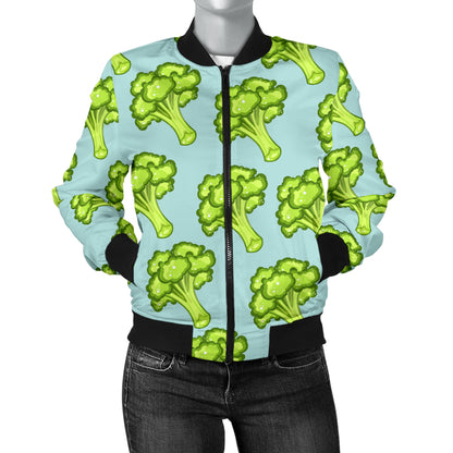 Broccoli Pattern Print Design 02 Women's Bomber Jacket