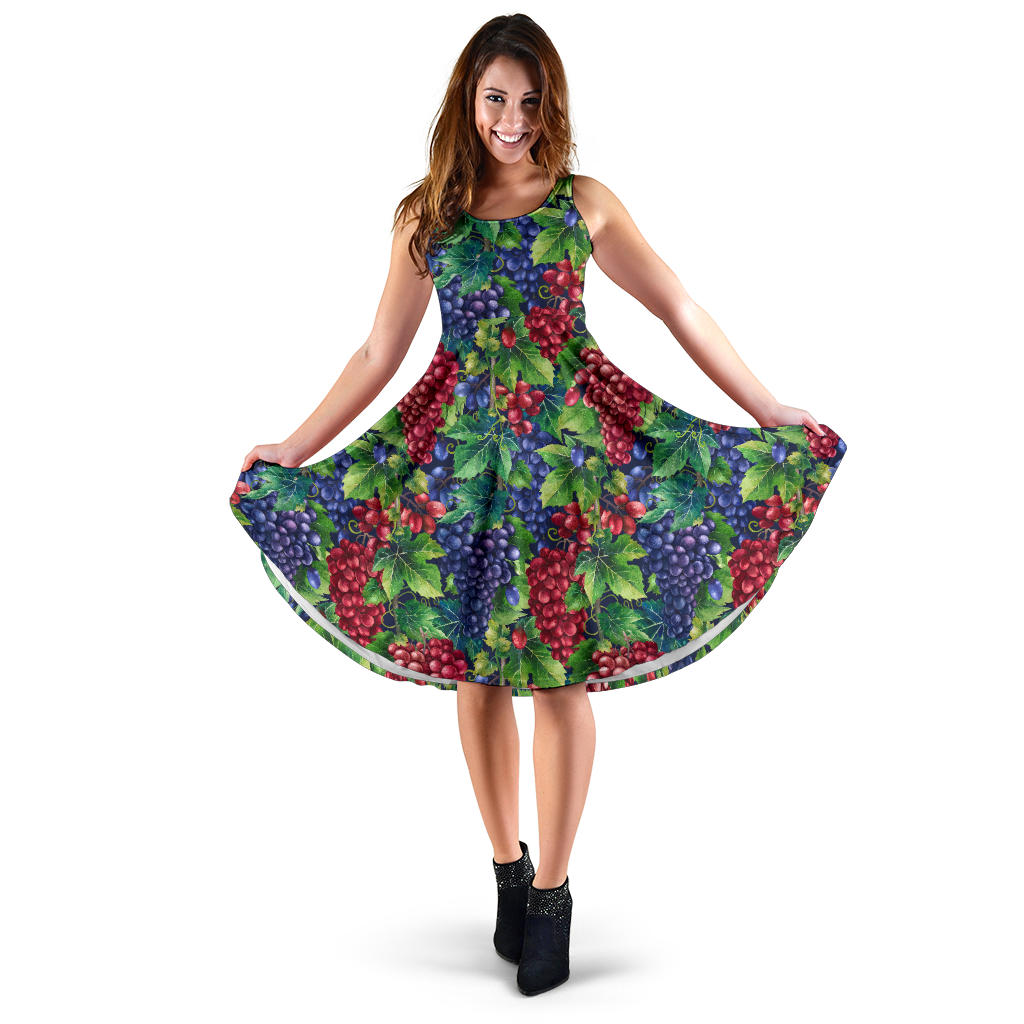 Grape Pattern Print Design GP02 Midi Dress