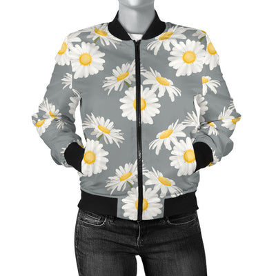 Daisy Pattern Print Design DS09 Women Bomber Jacket