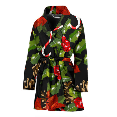 Poinsettia Pattern Print Design POT01 Women Bathrobe