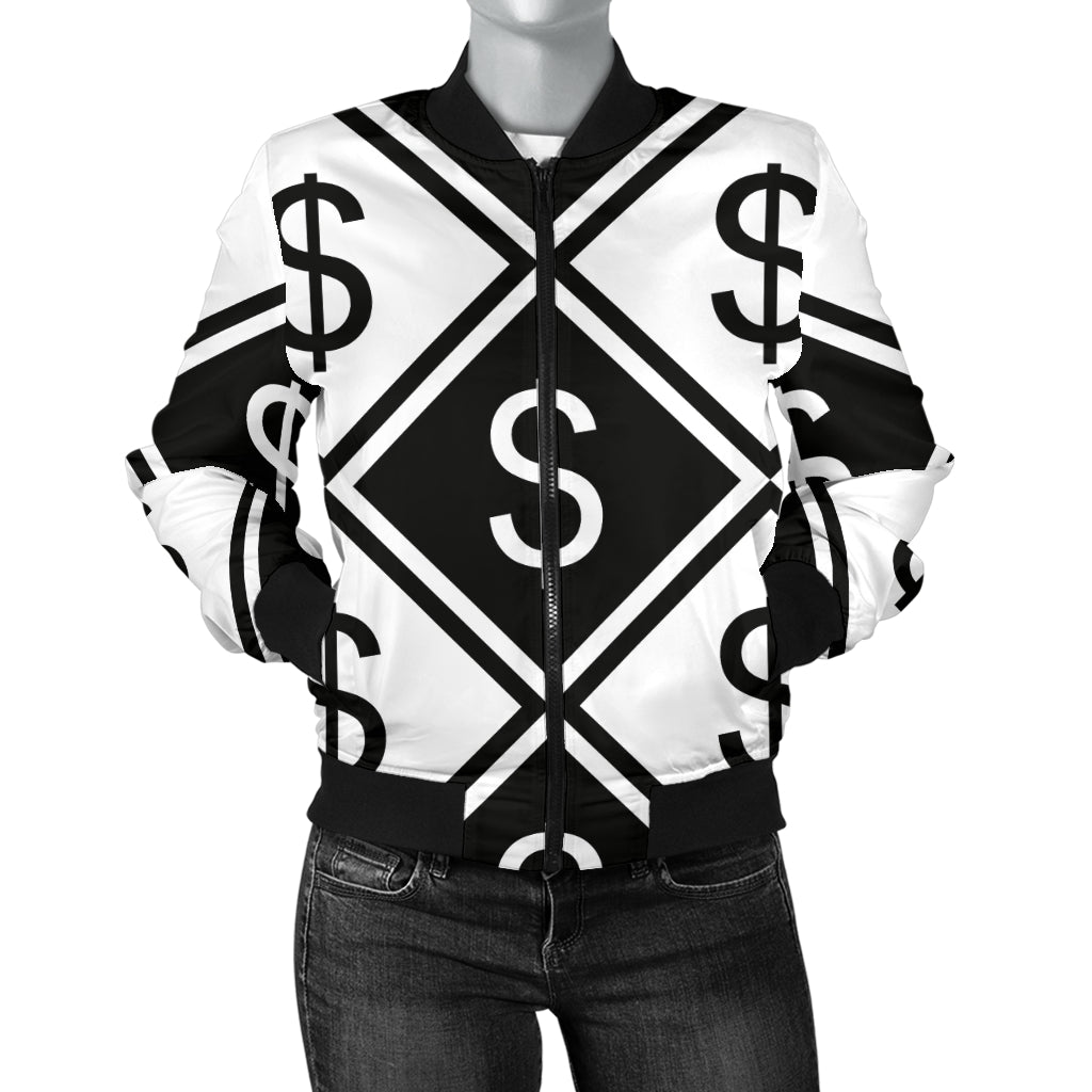 Money Pattern Print Design 04 Women's Bomber Jacket