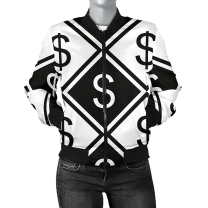 Money Pattern Print Design 04 Women's Bomber Jacket