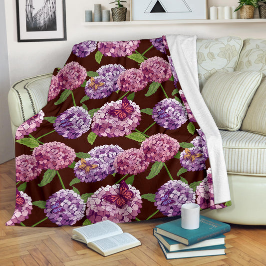 Hydrangea Pattern Print Design HD08 Fleece Blanket