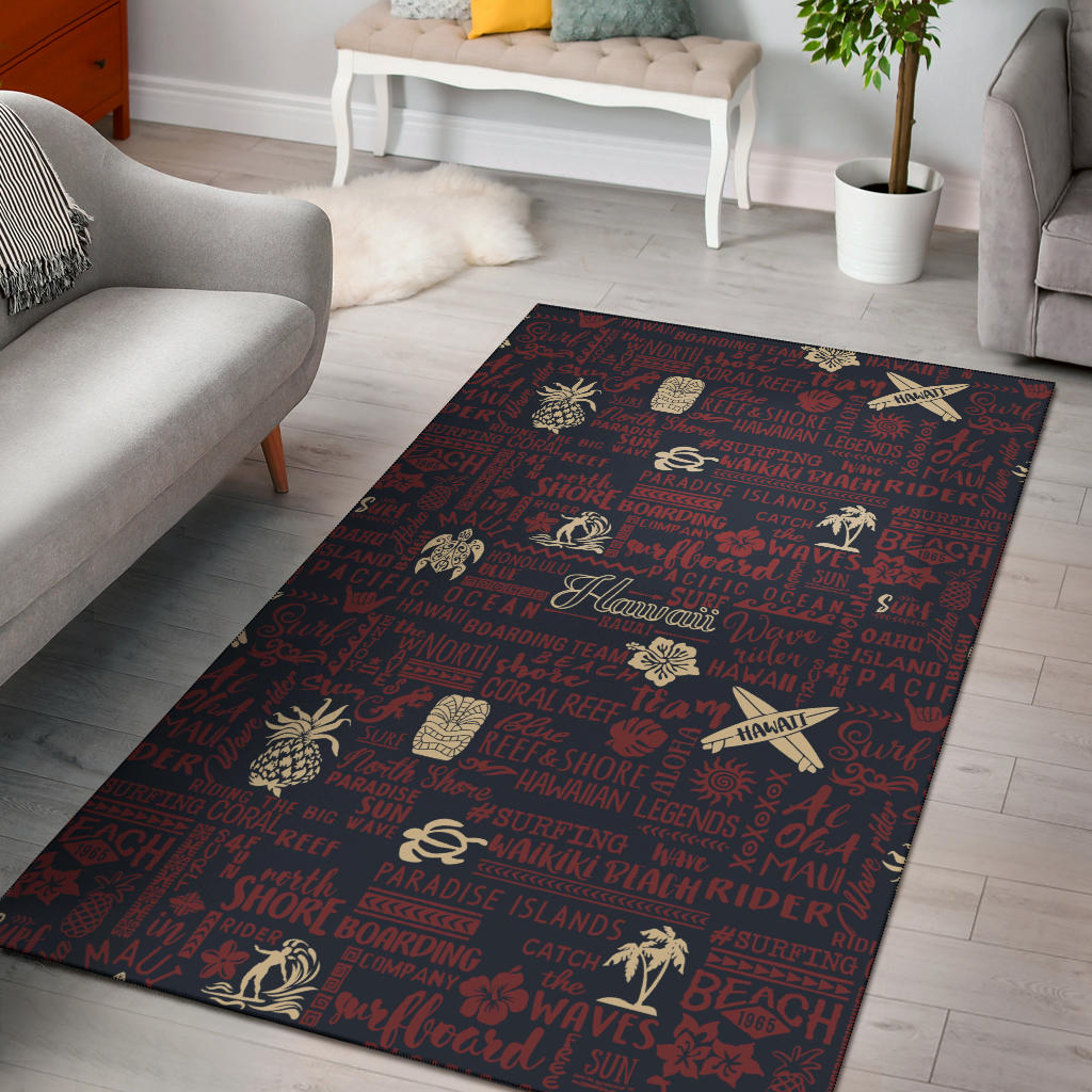 Hawaiian Themed Pattern Print Design H017 Area Rugs