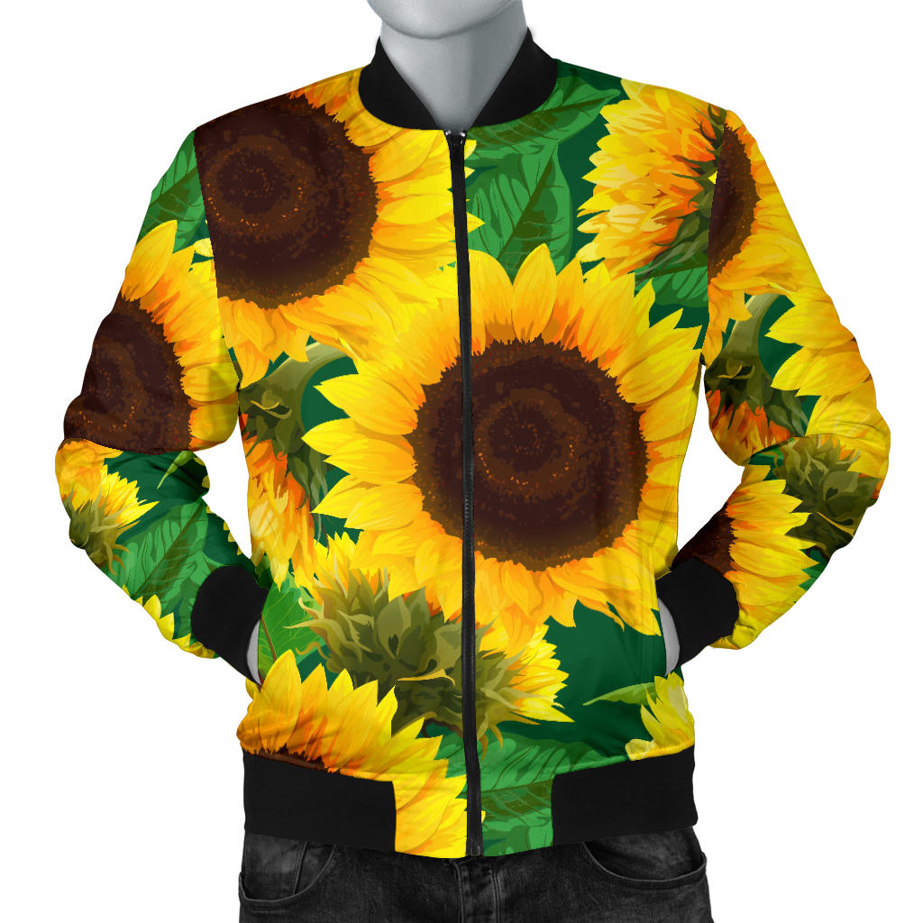 Sunflower Pattern Print Design SF02 Men Bomber Jacket