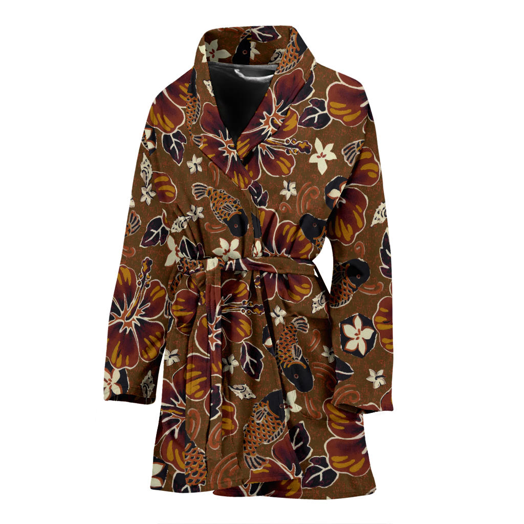 Hawaiian Themed Pattern Print Design H01 Women Bathrobe