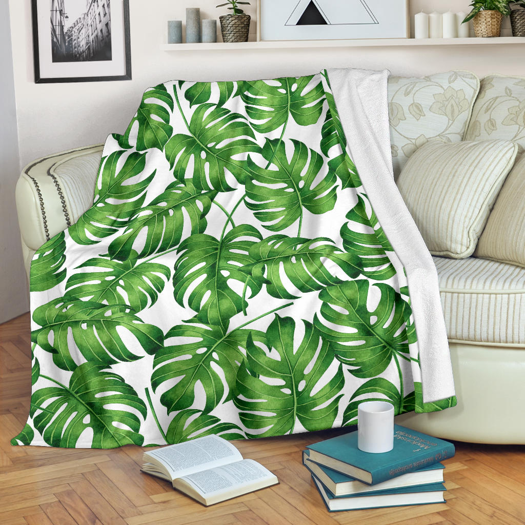 Palm Leaves Pattern Print Design PL08 Fleece Blanket