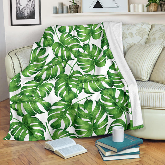Palm Leaves Pattern Print Design PL08 Fleece Blanket