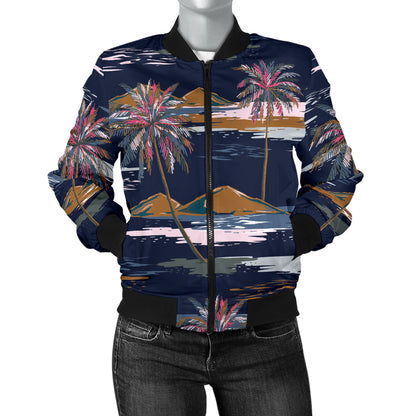 Pacific island Pattern Print Design A06 Women's Bomber Jacket