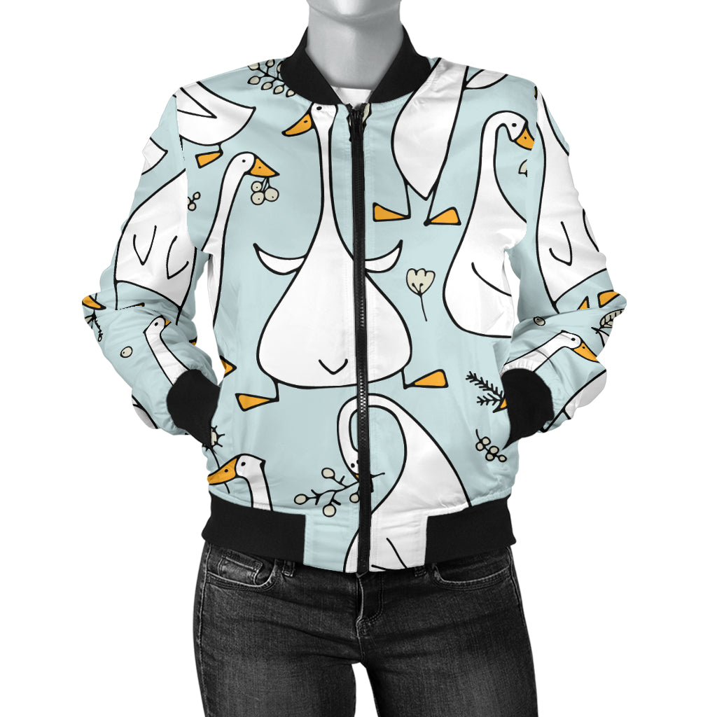 Goose Pattern Print Design 03 Women's Bomber Jacket
