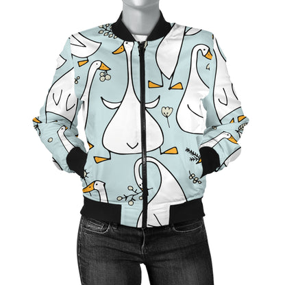 Goose Pattern Print Design 03 Women's Bomber Jacket