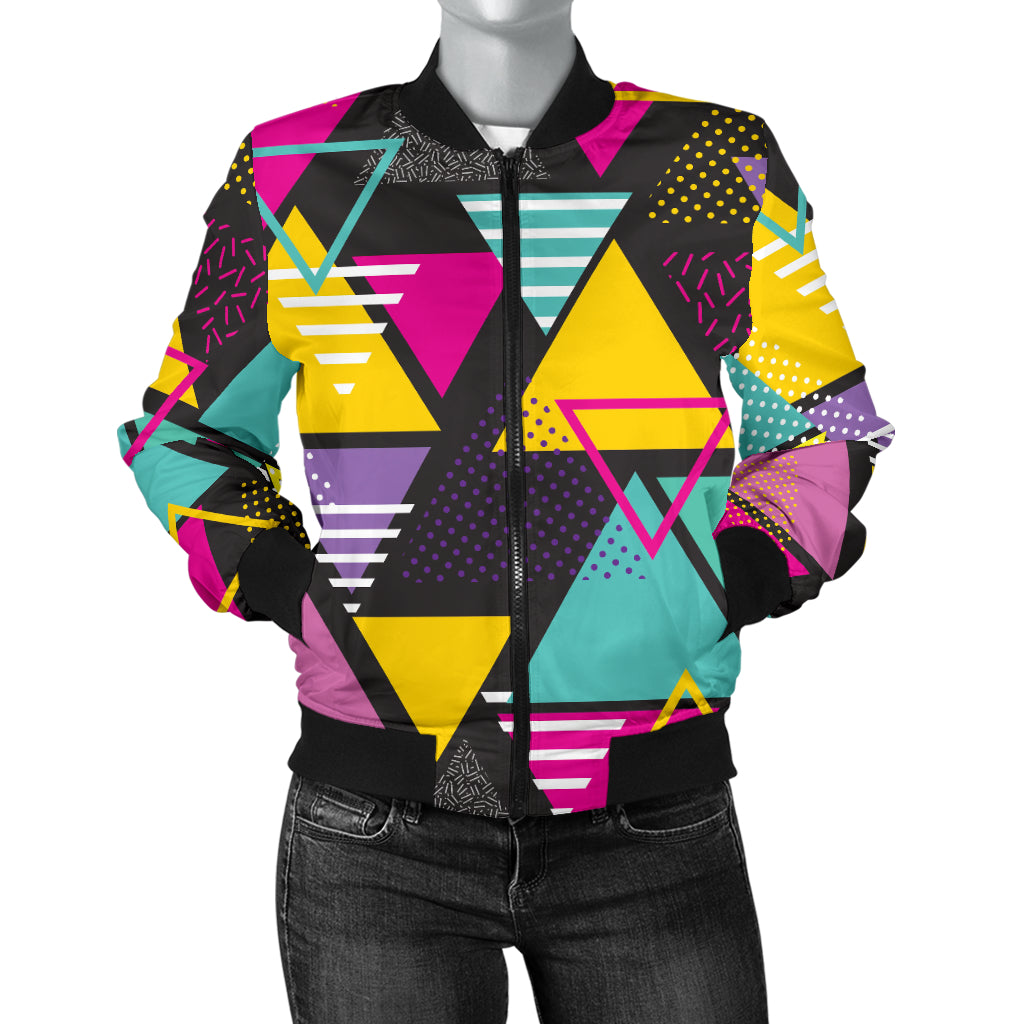 Geometric Colorful Pattern Print Design 02 Women's Bomber Jacket
