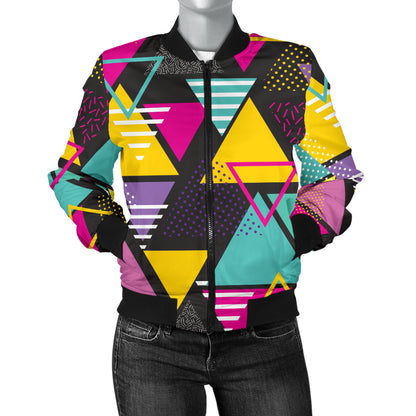 Geometric Colorful Pattern Print Design 02 Women's Bomber Jacket