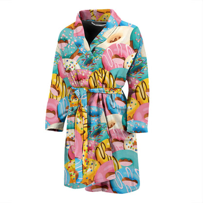 Donut Pattern Print Design DN01 Men Bathrobe