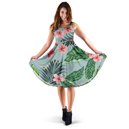 Plumeria Pattern Print Design PM027 Midi Dress