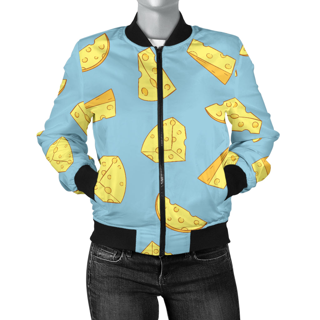 Cheese Pattern Print Design 04 Women's Bomber Jacket
