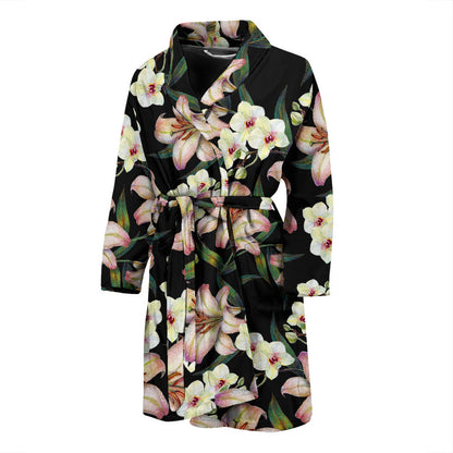 Lily Pattern Print Design LY03 Men Bathrobe