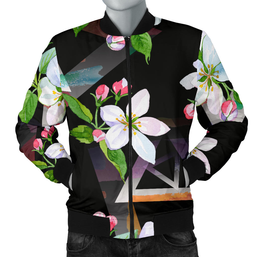 Apple blossom Pattern Print Design AB07 Men Bomber Jacket