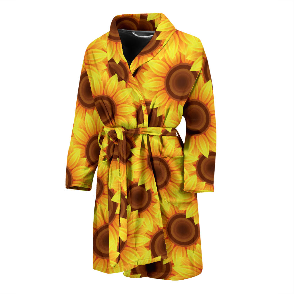 Sunflower Pattern Print Design SF07 Men Bathrobe