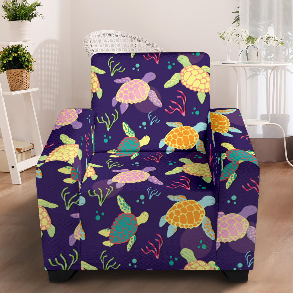 Sea Turtle Color Smile Armchair Slipcover