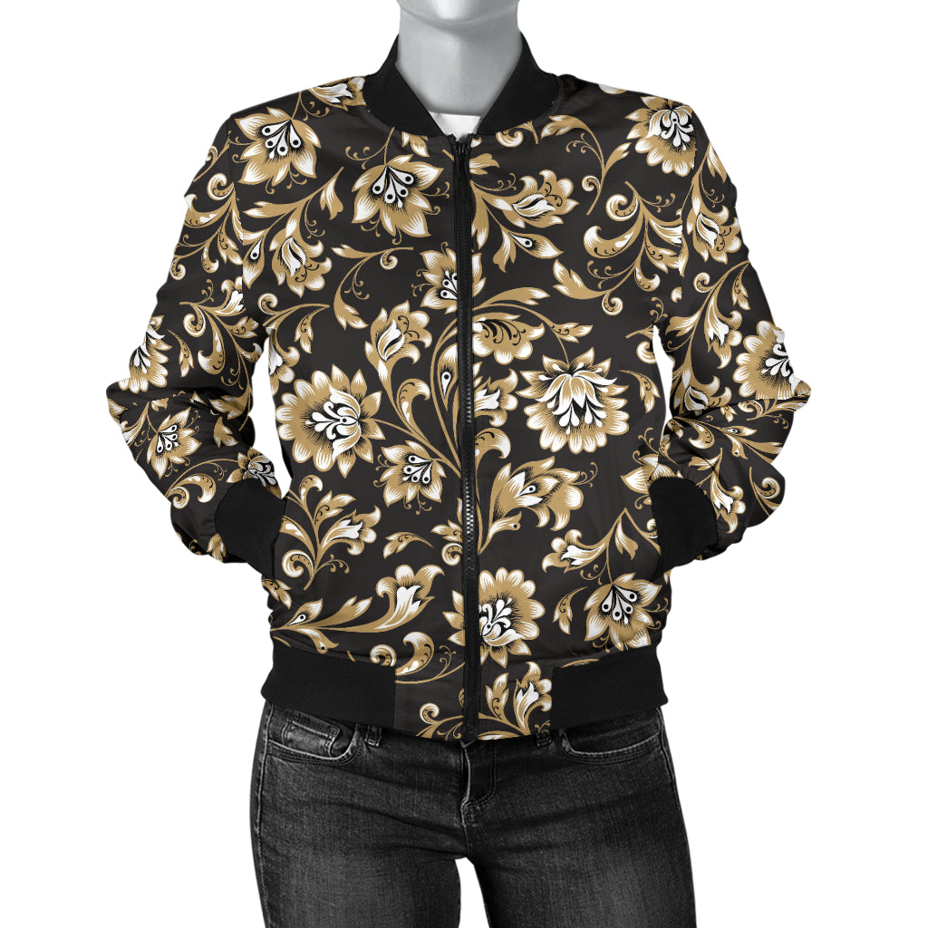 Brocade Pattern Print Design 03 Women's Bomber Jacket