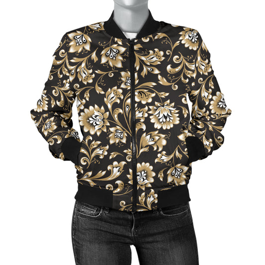 Brocade Pattern Print Design 03 Women's Bomber Jacket