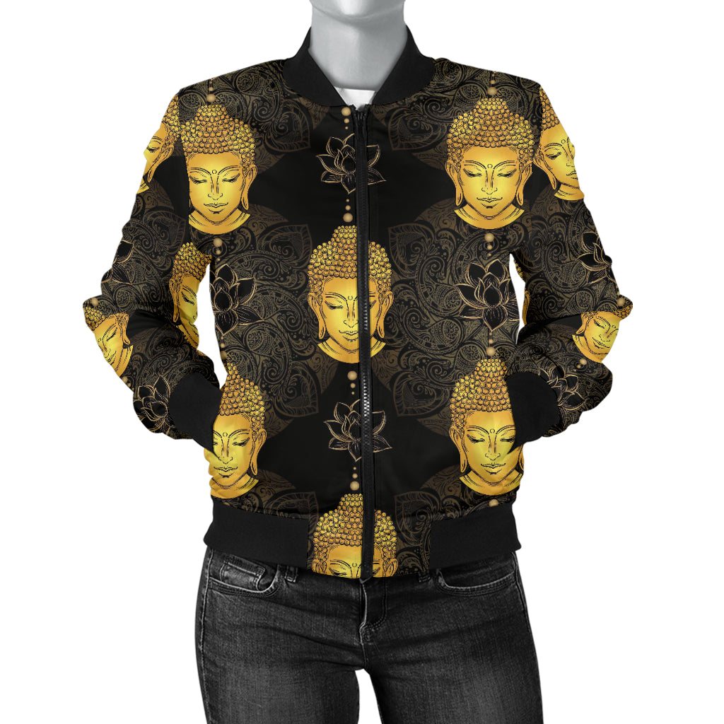 Buddha Pattern Print Design 04 Women's Bomber Jacket