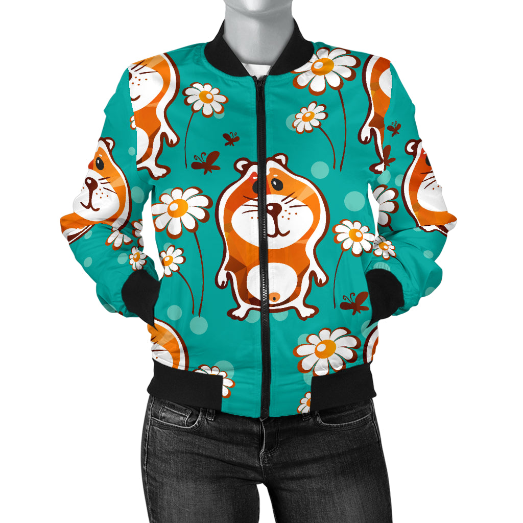 Hamster Pattern Print Design 01 Women's Bomber Jacket