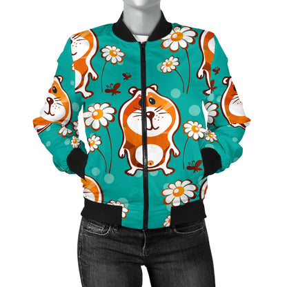 Hamster Pattern Print Design 01 Women's Bomber Jacket