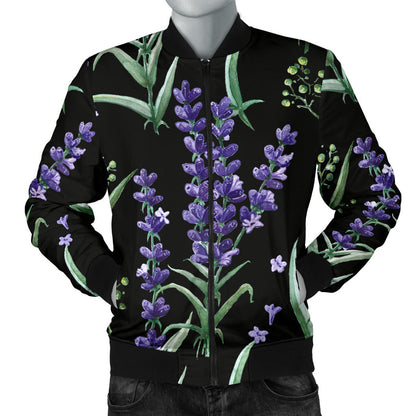 Lavender Pattern Print Design LV01 Men Bomber Jacket