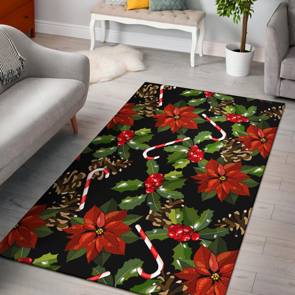 Poinsettia Pattern Print Design POT01 Area Rugs