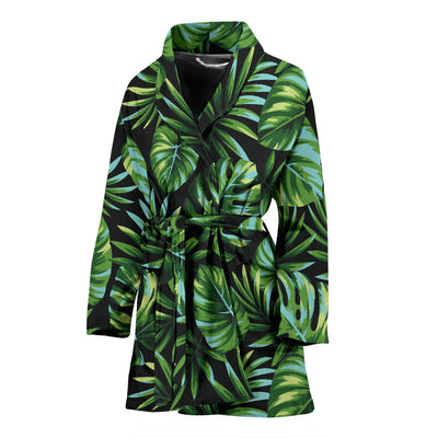 Palm Leaves Pattern Print Design PL013 Women Bathrobe