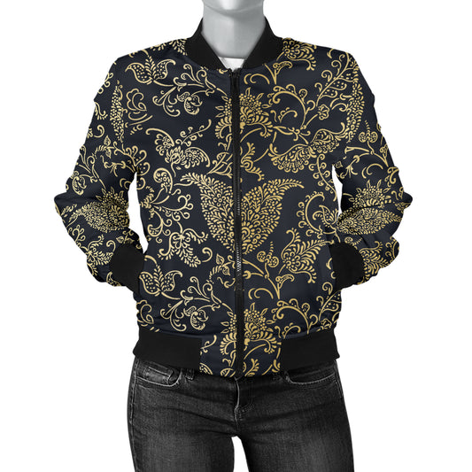 Brocade Pattern Print Design 04 Women's Bomber Jacket