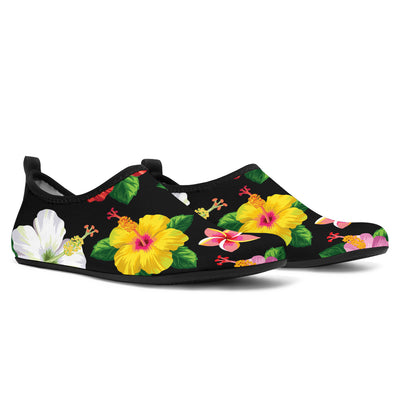 Hibiscus Pattern Print Design HB025 Aqua Water Shoes