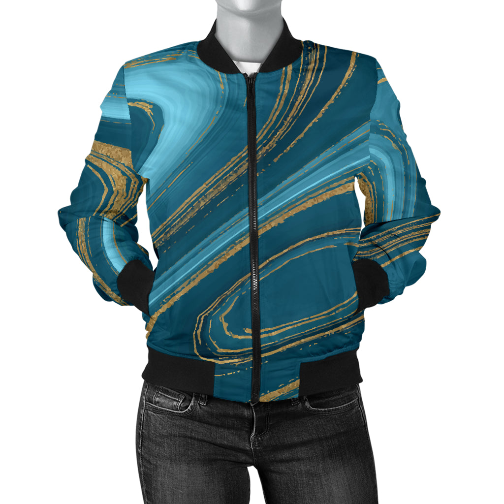 Liquid Pattern Print Design 04 Women's Bomber Jacket