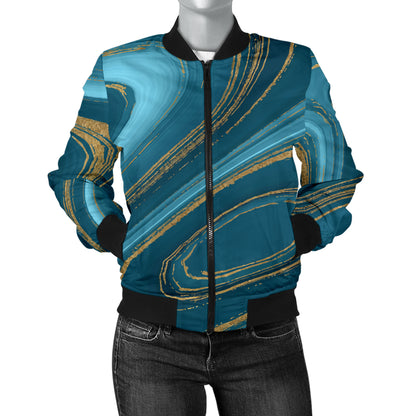 Liquid Pattern Print Design 04 Women's Bomber Jacket