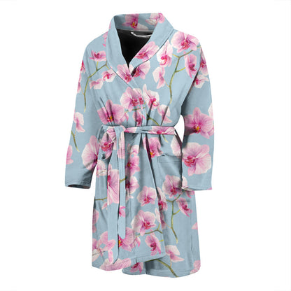 Orchid Pink Pattern Print Design OR01 Men Bathrobe