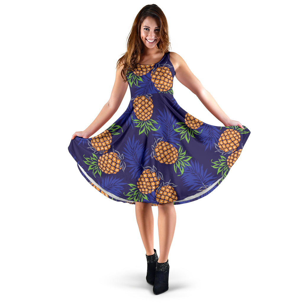 Pineapple Pattern Print Design PP02 Midi Dress