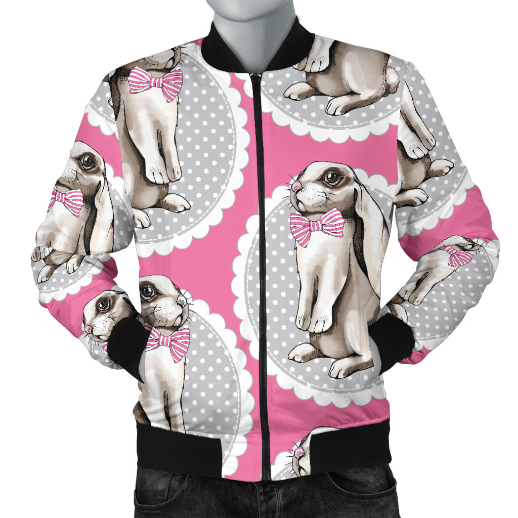 Rabbit Pattern Print Design RB019 Men Bomber Jacket