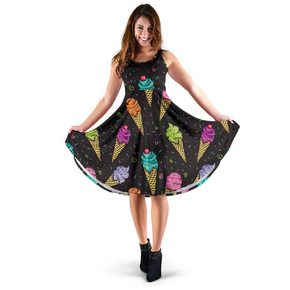 Ice Cream Pattern Print Design IC06 Midi Dress