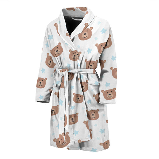 Bear Pattern Print Design BE02 Men Bathrobe